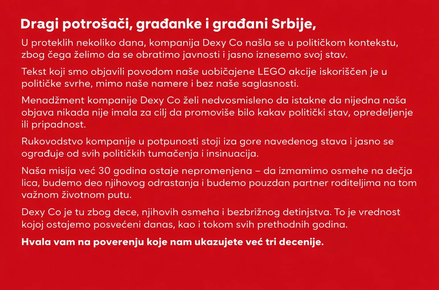 Važno obaveštenje
