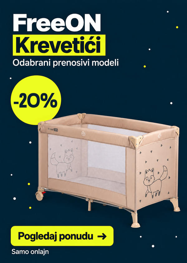 FreeON odabrani prenosivi krevetići — 20% popusta, samo onlajn. Pogledaj ponudu.