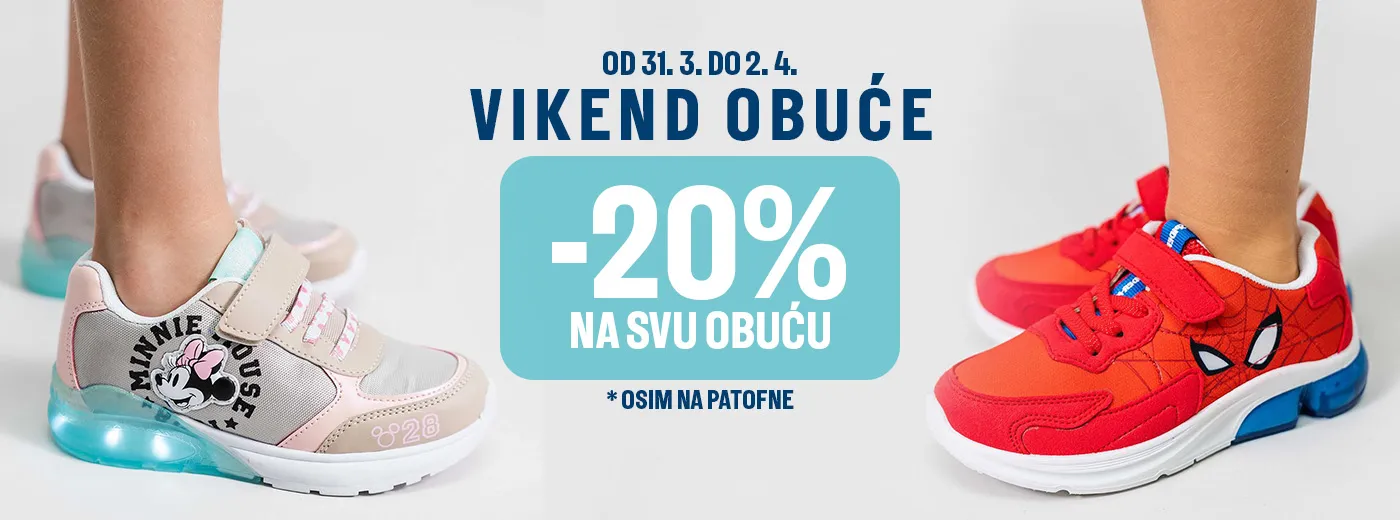 Vikend akcija 20% na obucu bez patofni