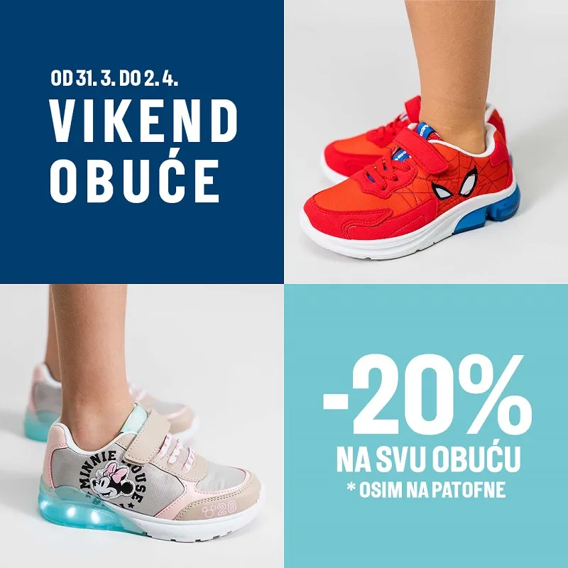 Vikend akcija 20% na obucu bez patofni