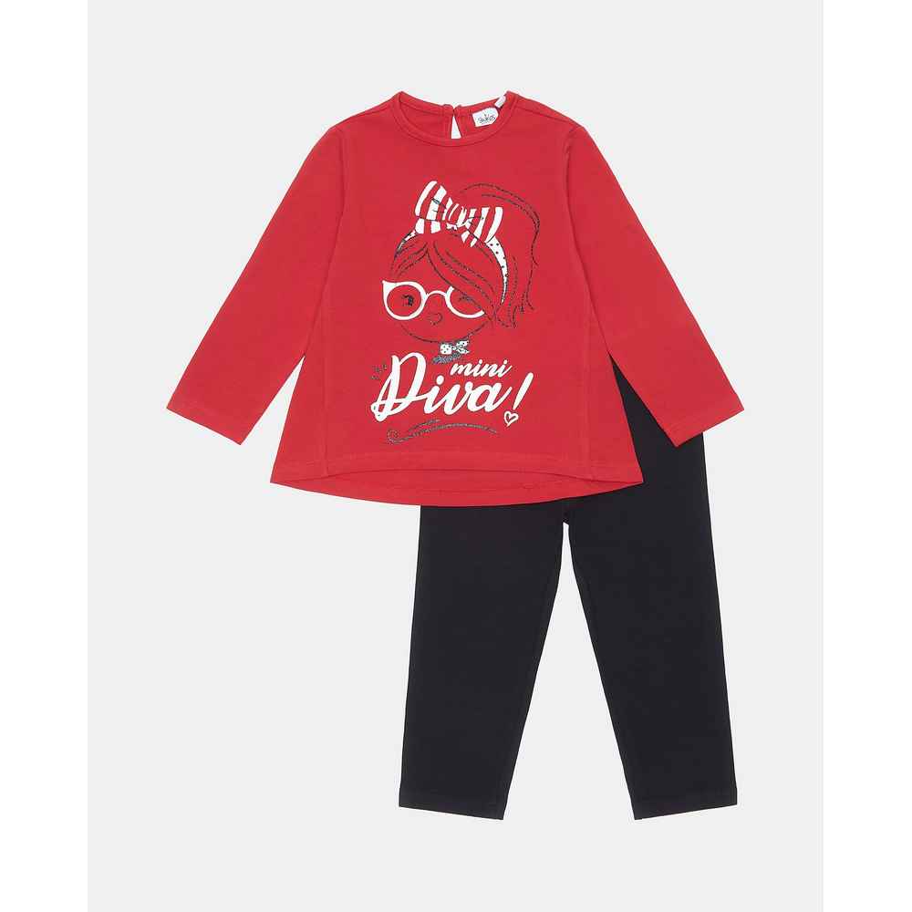 BLUKIDS TRENERKA KOMPLET JOGGING SET TANGORED+BLACKBEAUTY