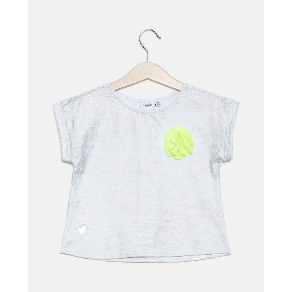 BLUKIDS MAJICA KRATAK RUKAV T-SHIRT S/S WHITE+SILVER COATING