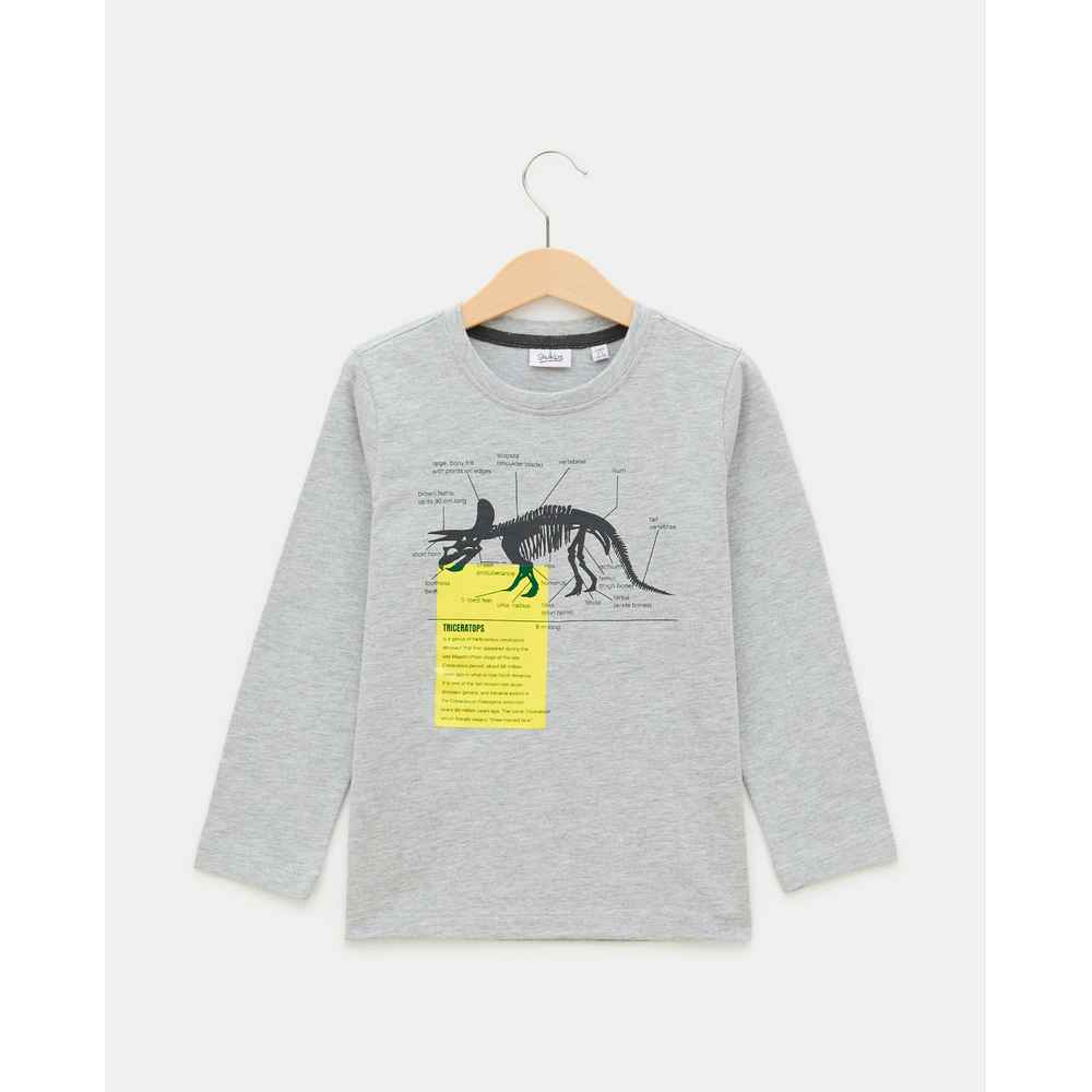 BLUKIDS MAJICA DUG RUKAV T-SHIRT LIGHT GREY MELANGE