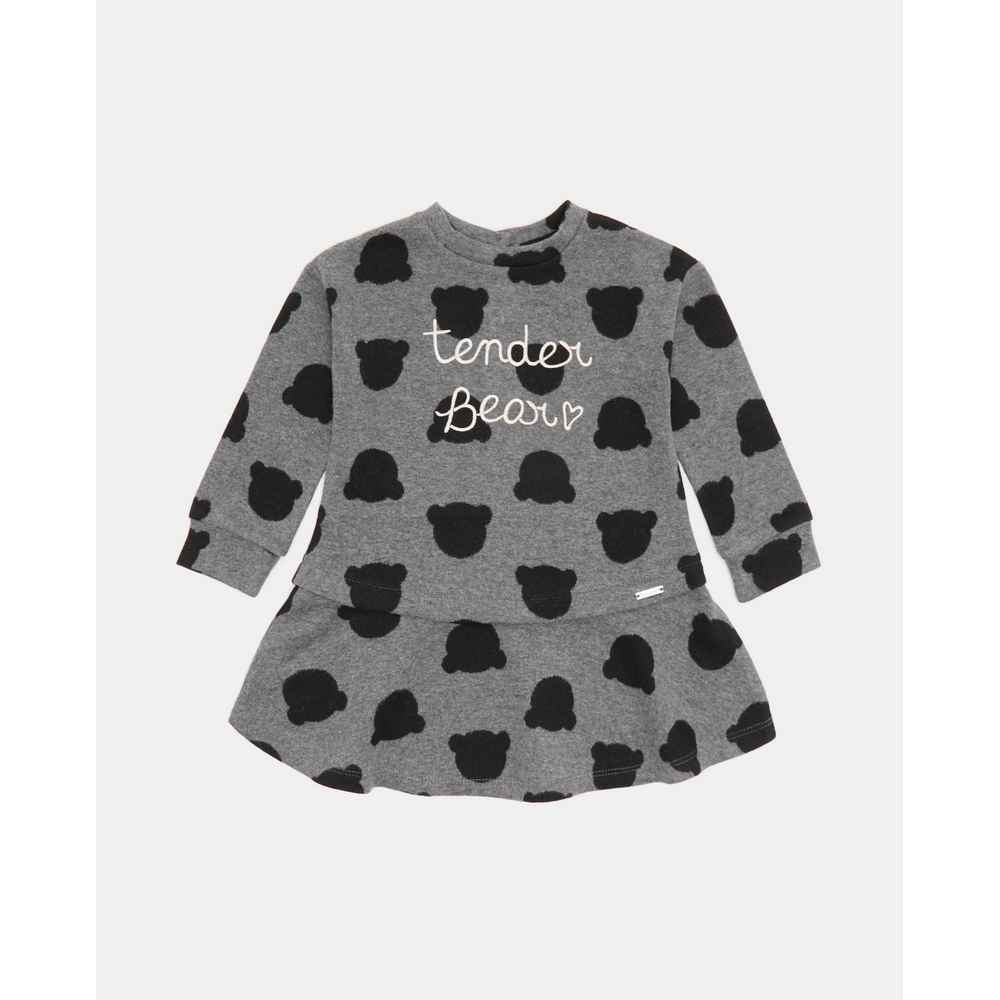 BLUKIDS HALJINA DRESS AOP MEDIUM GREY MELANGE