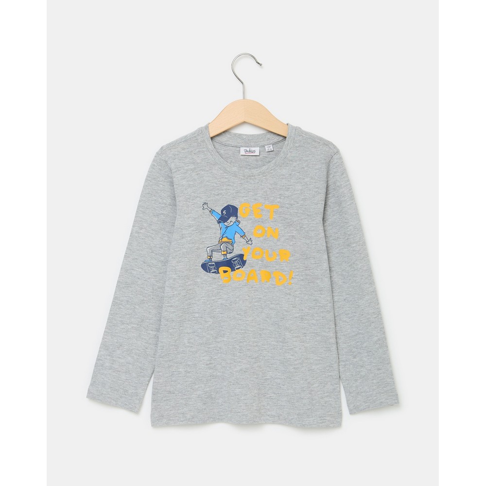 BLUKIDS MAJICA DUG RUKAV MEDIUM GREY MELANGE 