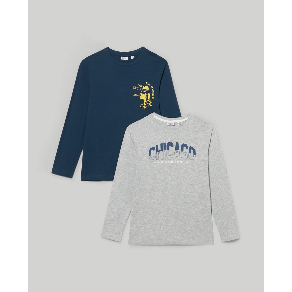 BLUKIDS MAJICA DUG RUKAV LIGHT GREY MELANGE2 KOM