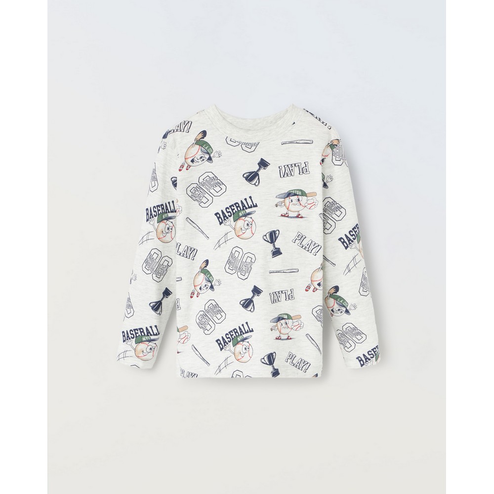 BLUKIDS MAJICA DUG RUKAV LIGHT GREY MELANGE 