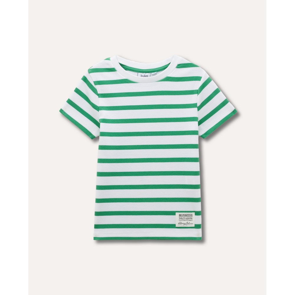 BLUKIDS MAJICA KRATAK RUKAV WHITE-STRIPED GREEN