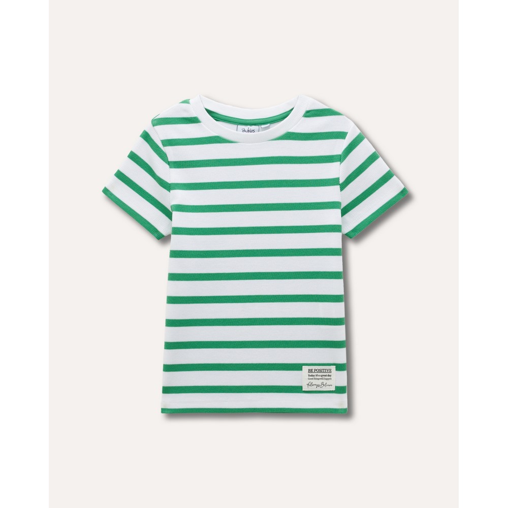 BLUKIDS MAJICA KRATAK RUKAV WHITE-STRIPED GREEN 