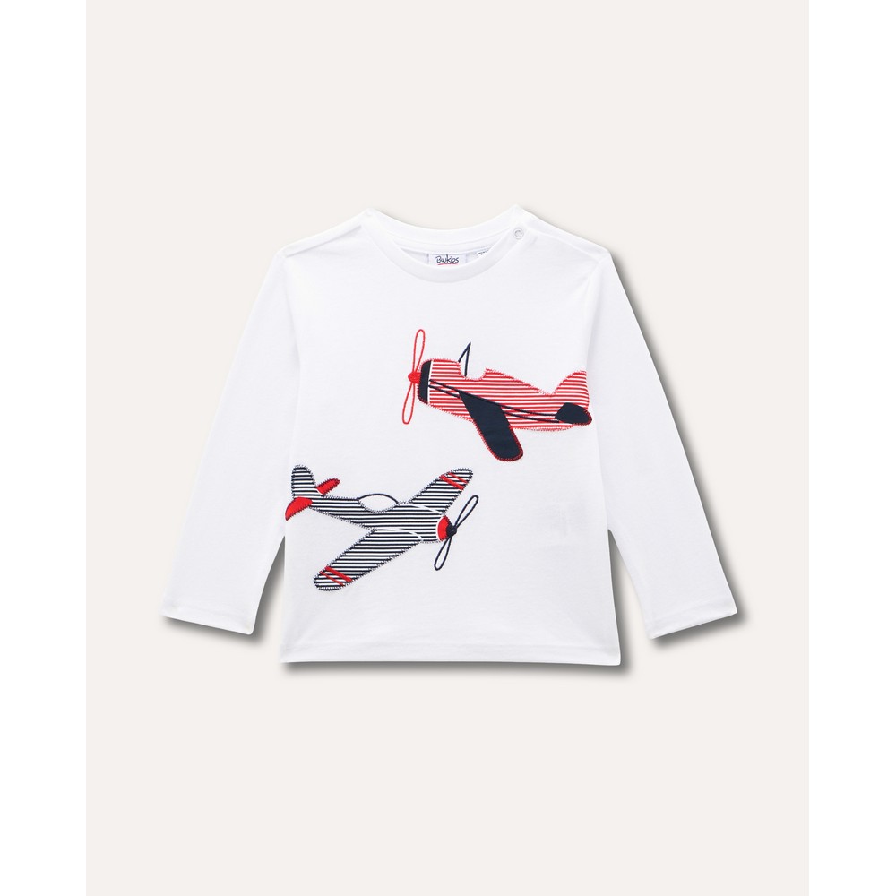 BLUKIDS MAJICA DUG RUKAV OPTICAL WHITE