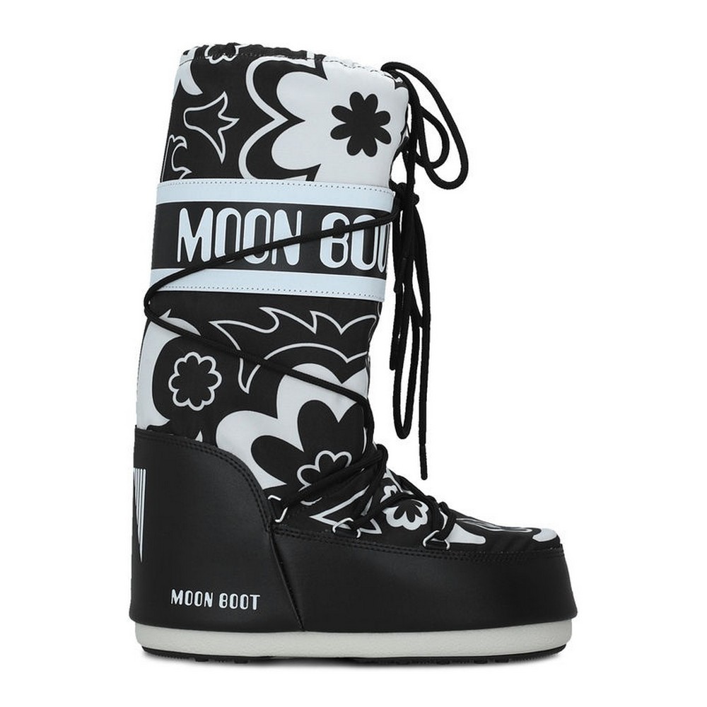 MOON BOOT CIZME ICON FLOWER BLACK/WHITE 