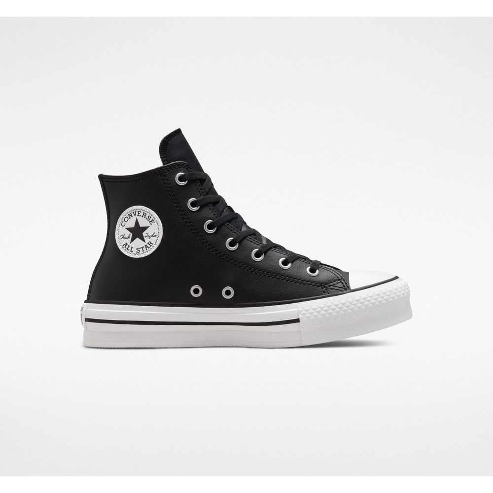 CONVERSE PATIKE CHUCK TAYLOR ALL STAR EVA LIFT LEATHER - BLACK/NATURAL IVORY/WHI 