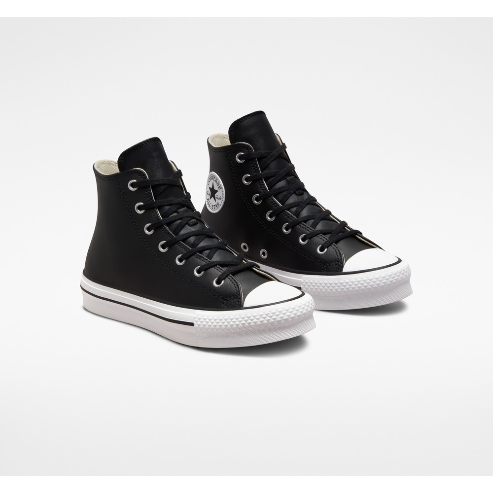 CONVERSE PATIKE CHUCK TAYLOR ALL STAR EVA LIFT LEATHER - BLACK/NATURAL IVORY/WHI