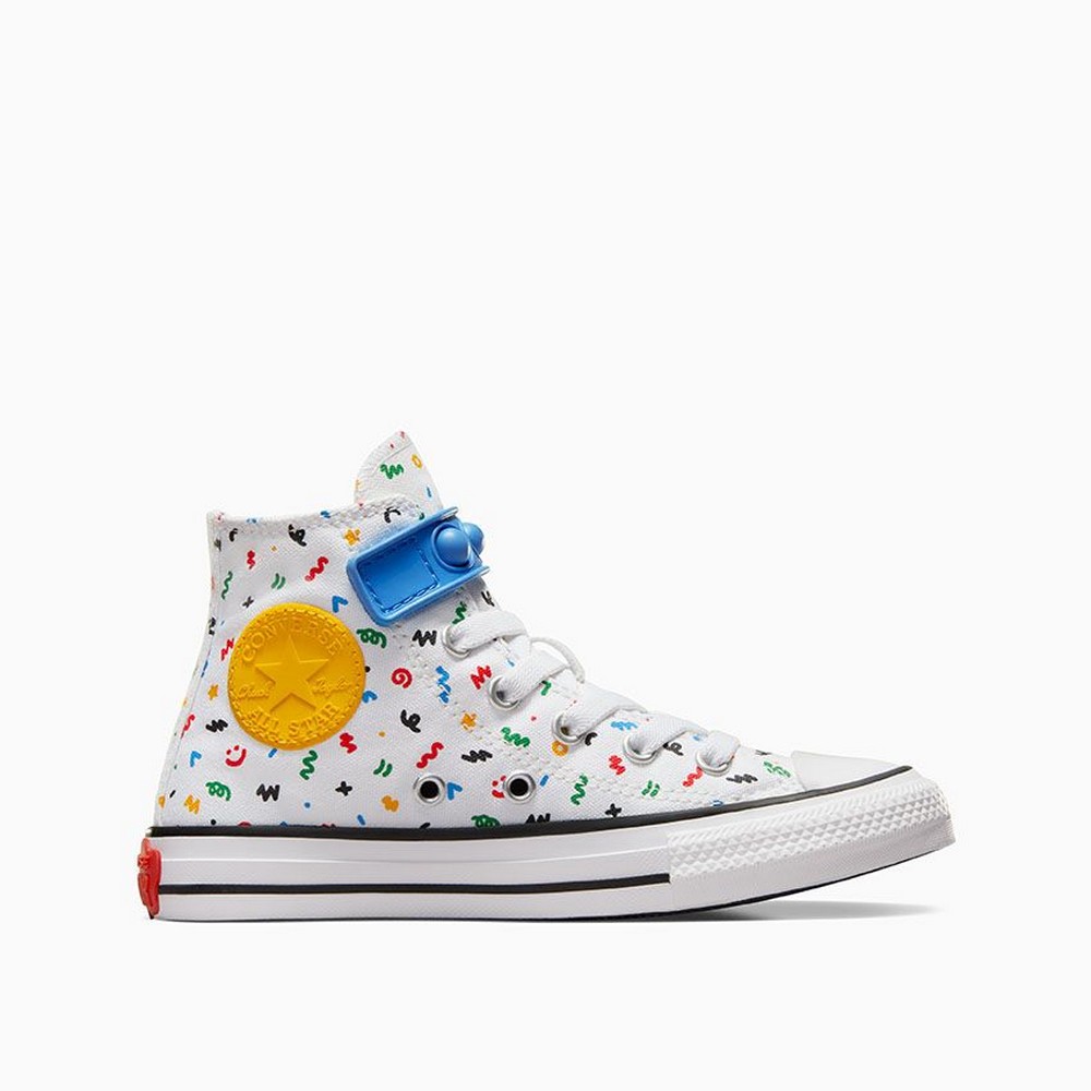 CONVERSE PATIKE CHUCK TAYLOR ALL STAR EASY ON DOODLES - WHITE/BLUE SLUSHY/WHITE 