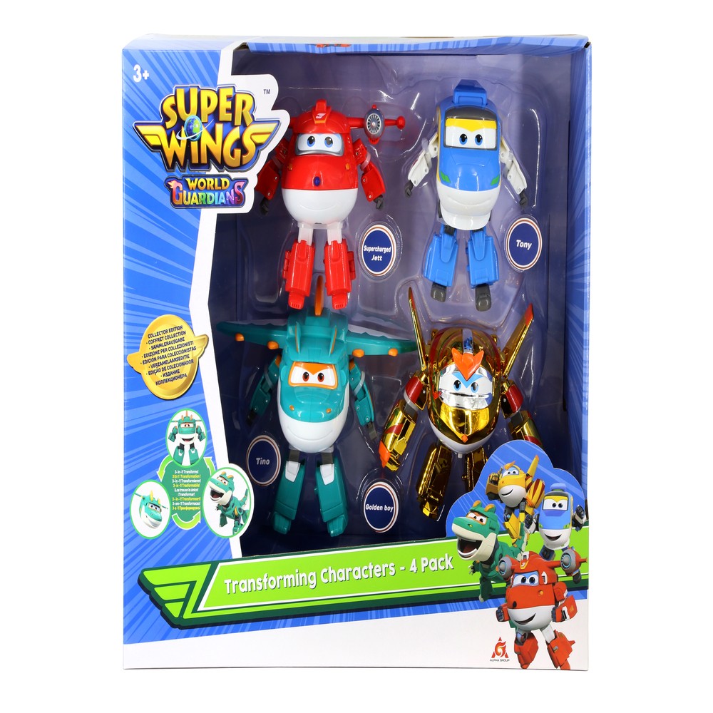SUPER WINGS TRANSFORMACIJA 4PK - SUPERNAPAJUCI AVION I GOLDEN BOY I TINO I TONY 