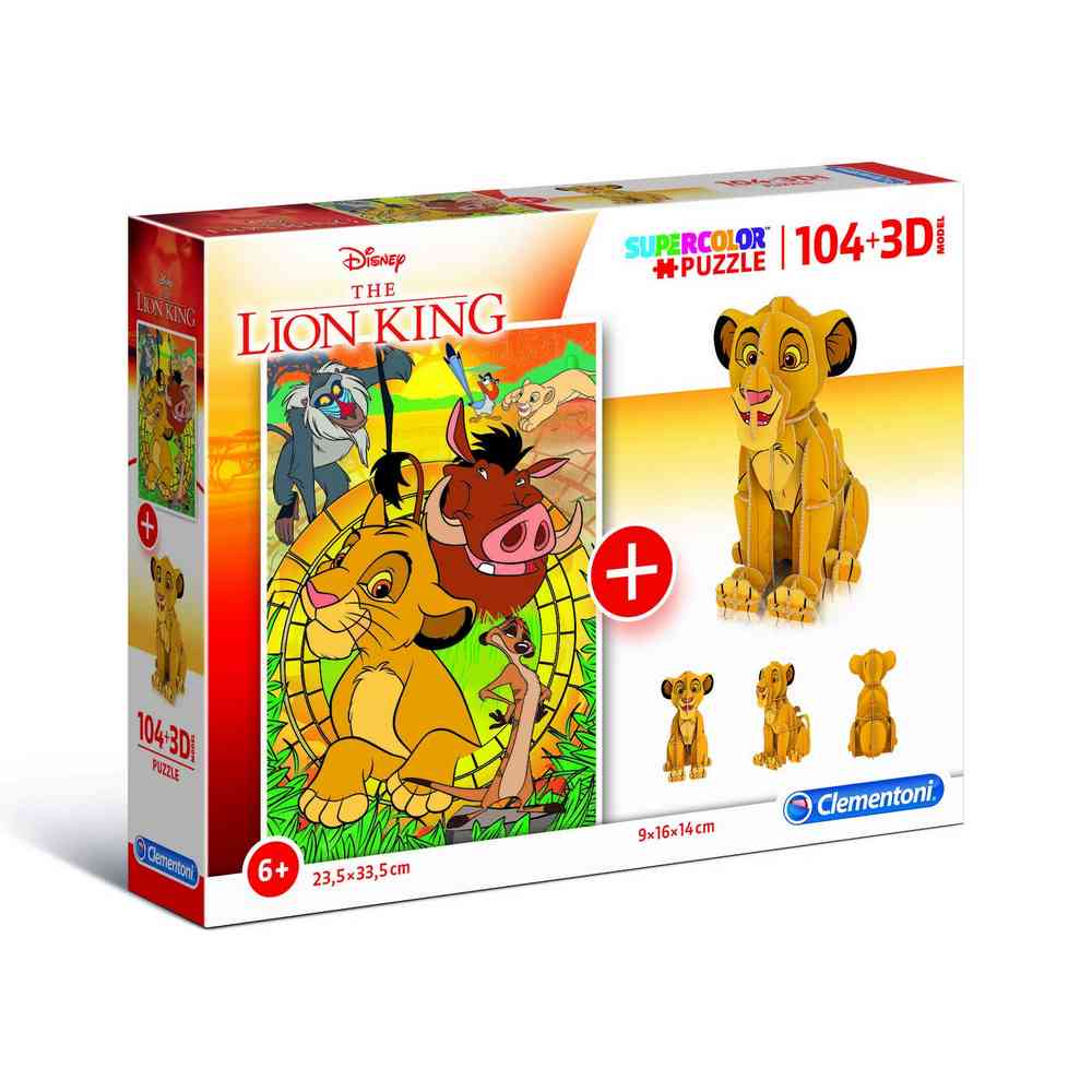 CLEMENTONI PUZZLE LION KING 104 + 3D MODEL 