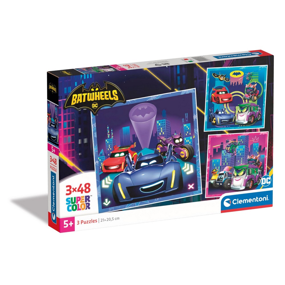 CLEMENTONI PUZZLE 3X48 SQUARE BATWHEELS 