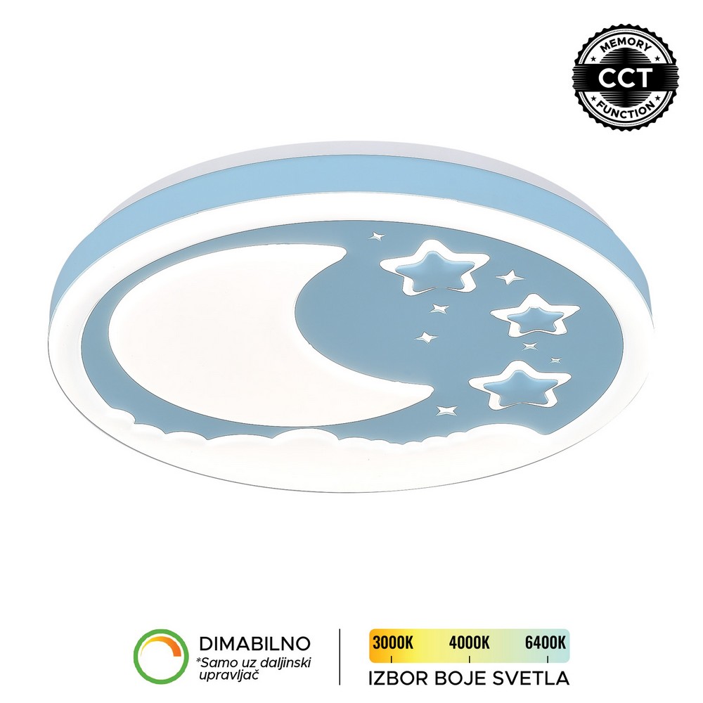LED PLAFONSKA LAMPA - PLAVA SA MESECOM I ZVEZDAMA 