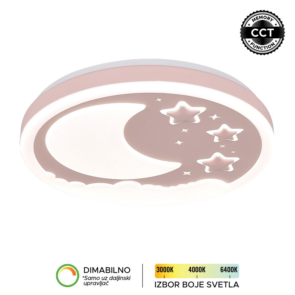 LED PLAFONSKA LAMPA - ROZE SA MESECOM I ZVEZDAMA 