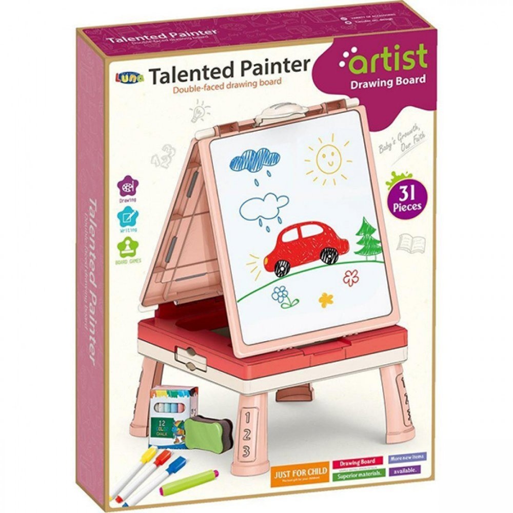 DVOSTRANA TABLA ZA CRTANJE PINK 31TMX 39X8,5X53CM LUNA 