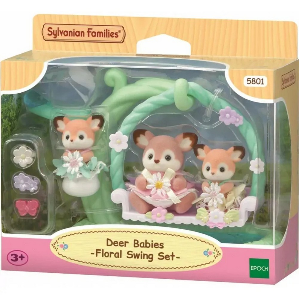 SYLVANIAN FAMILIES DEER BABIES -FLORAL SWING SET- 