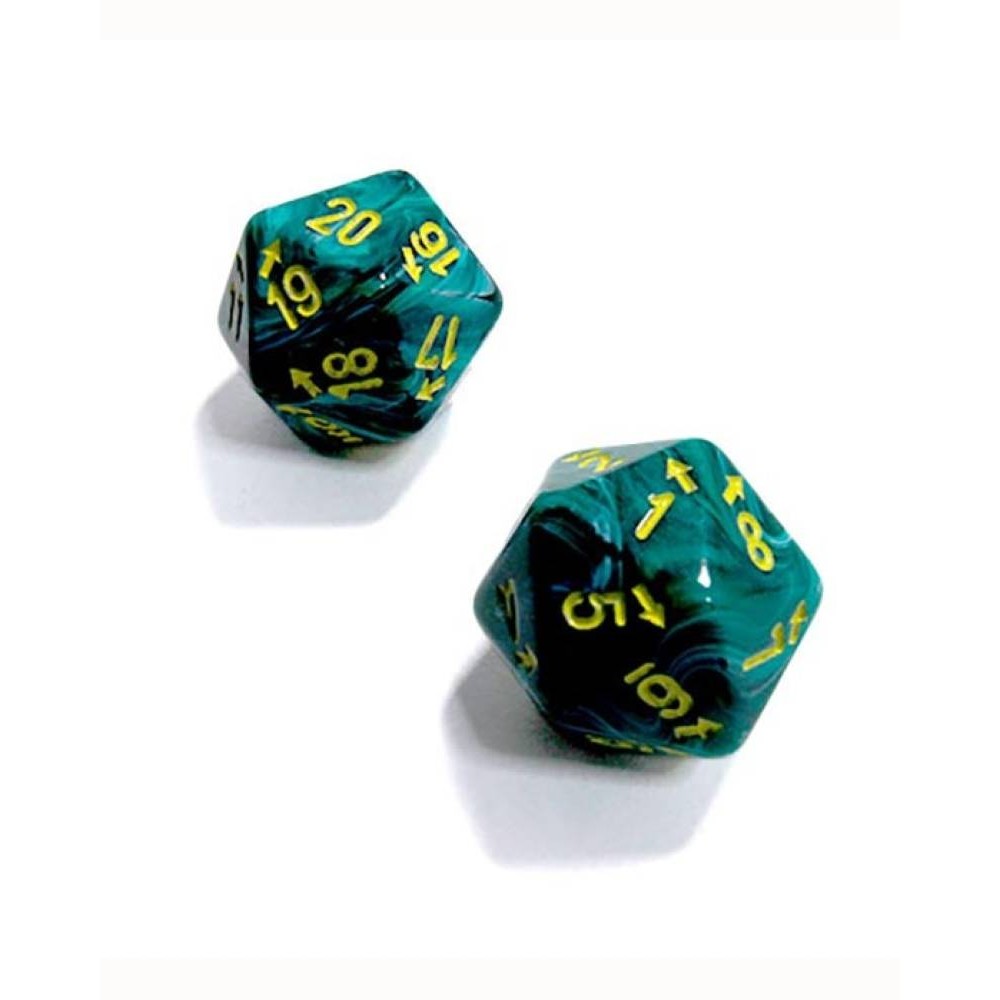 KOCKICE CHESSEX - VORTEX - MALACHITE-YELLOW - COUNT UP & DOWN D20 