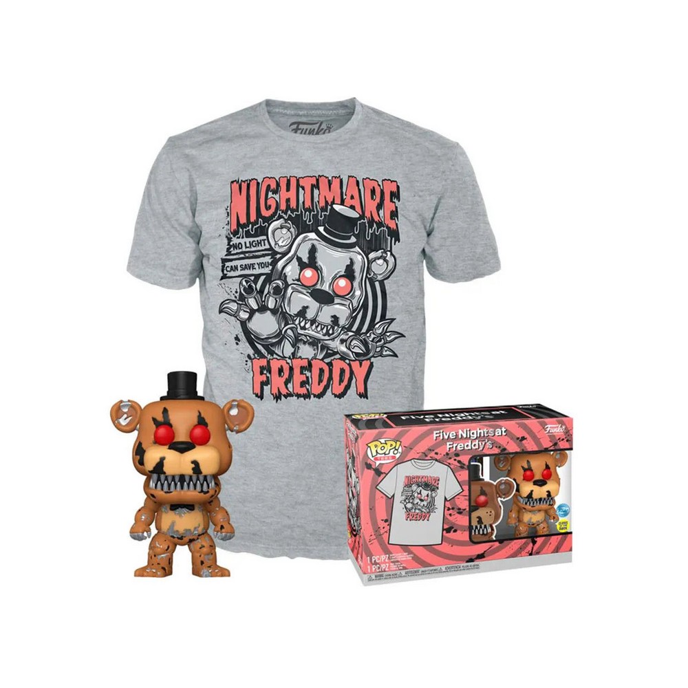 SET BOBBLE FIGURE FIVE NIGHTS AT FREDDYS POP! & TEE - NIGHTMARE FREDDY - M 