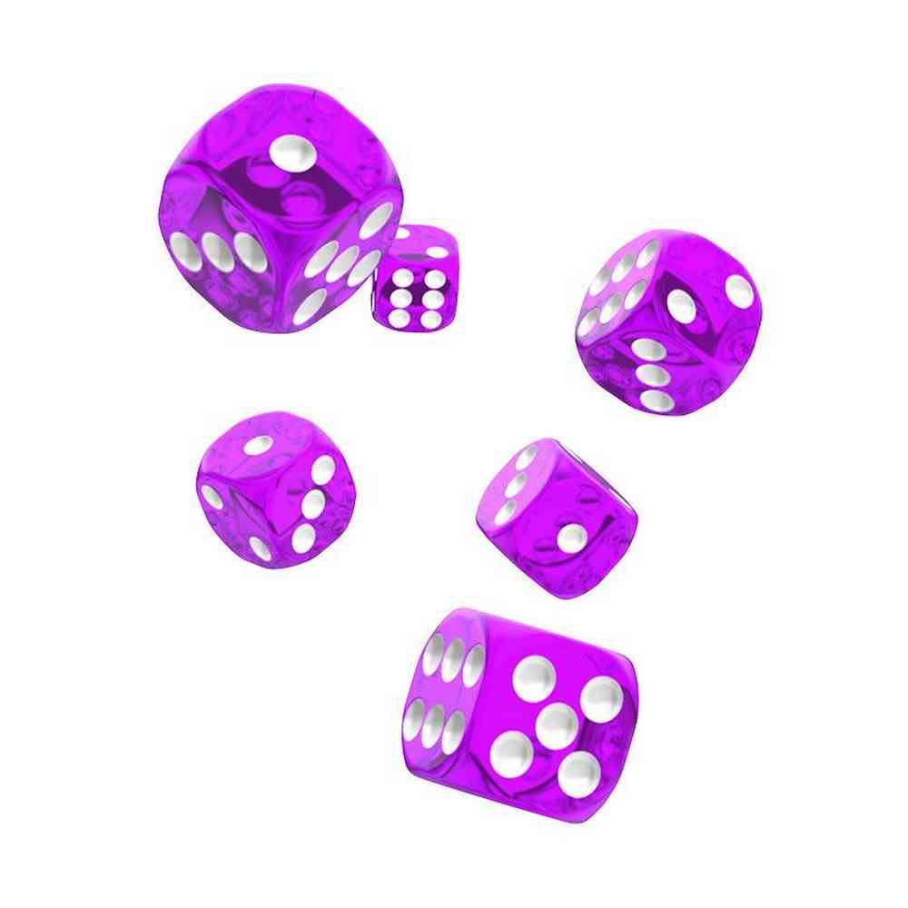 KOCKICE OAKIE DOAKIE DICE D6 16 MM TRANSLUCENT - PURPLE (12) 