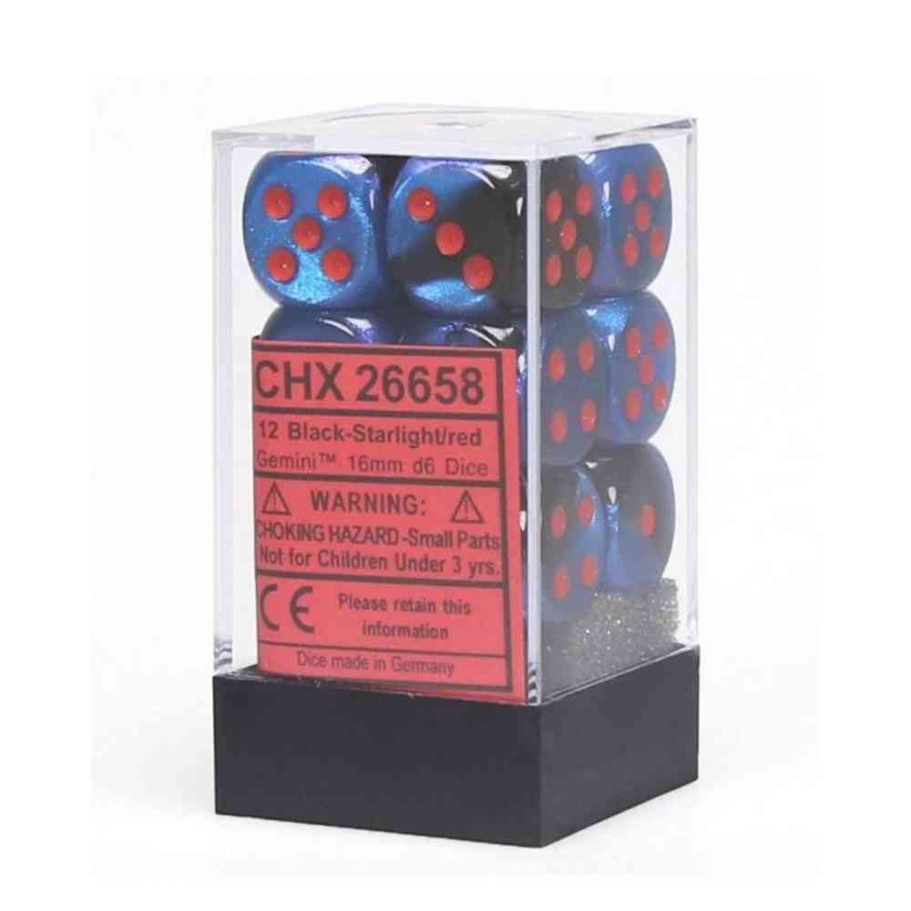 KOCKICE CHESSEX - GEMINI - POLYHEDRAL - BLACK STARLIGHT & RED - DICE BLOCK 16MM