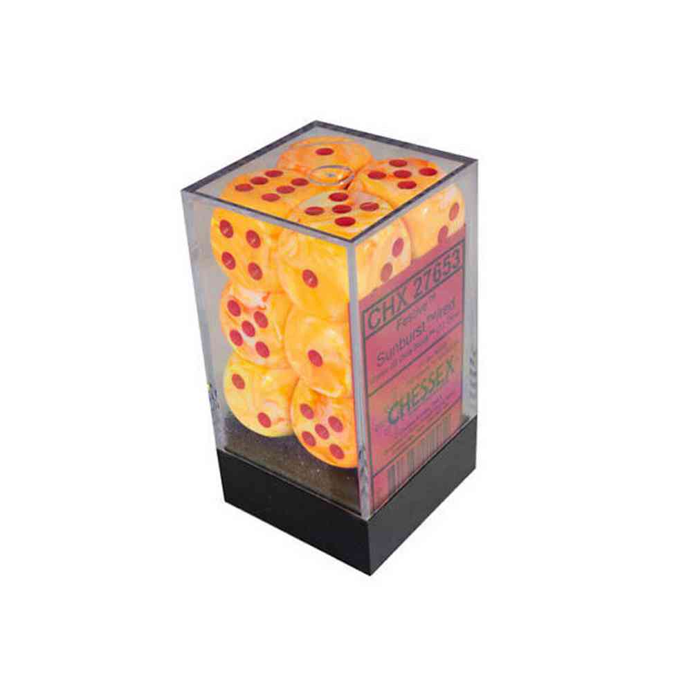 KOCKICE CHESSEX - FESTIVE - SUNBURST & RED - DICE BLOCK (12)