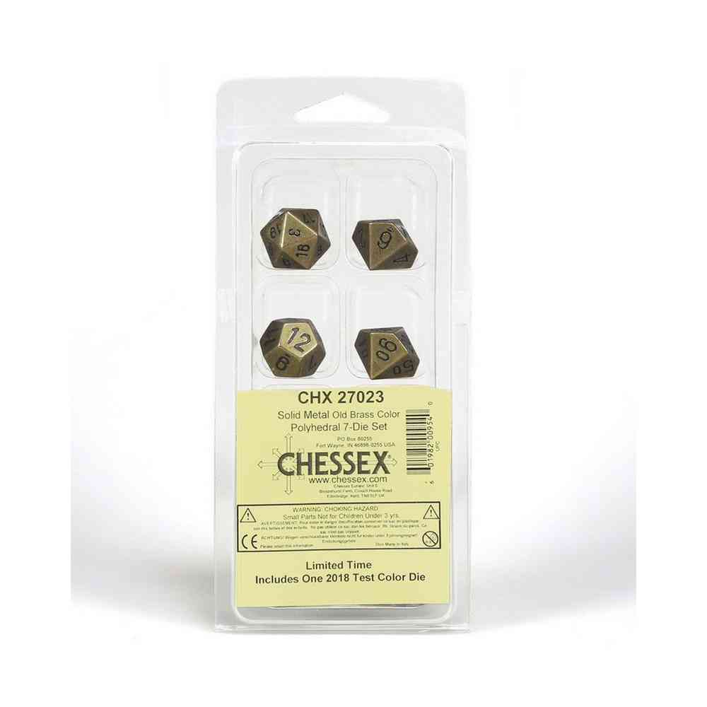 KOCKICE CHESSEX - POLYHEDRAL - SOLID METAL OLD BRASS (7) 