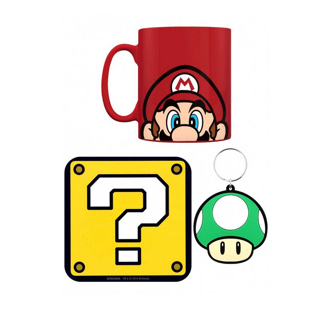 GIFT SET - SUPER MARIO - ŠOLJA, PODMETAČ & PRIVEZAK 