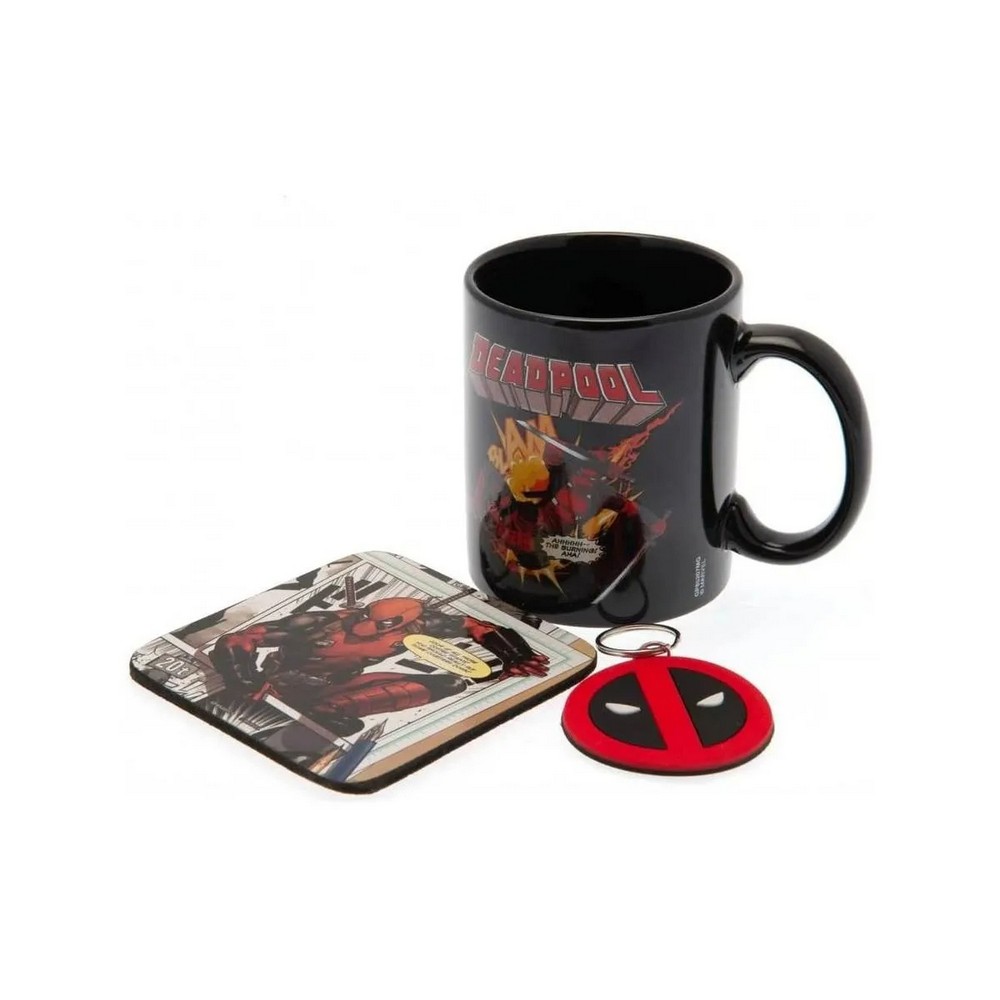 GIFT SET - DEADPOOL - ŠOLJA, PODMETAČ & PRIVEZAK 