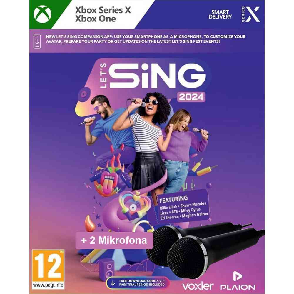 XBOX ONE LETS SING 2024 AND 2 MIKROFONA 