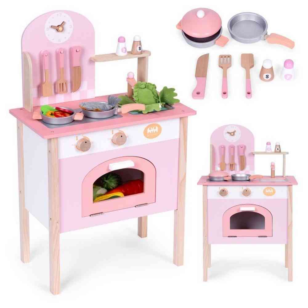 DEČIJA KUHINJA PINK SA 2 DODATAKA RERNOM SLAVINOM I SUDOPEROM ECOTOYS 