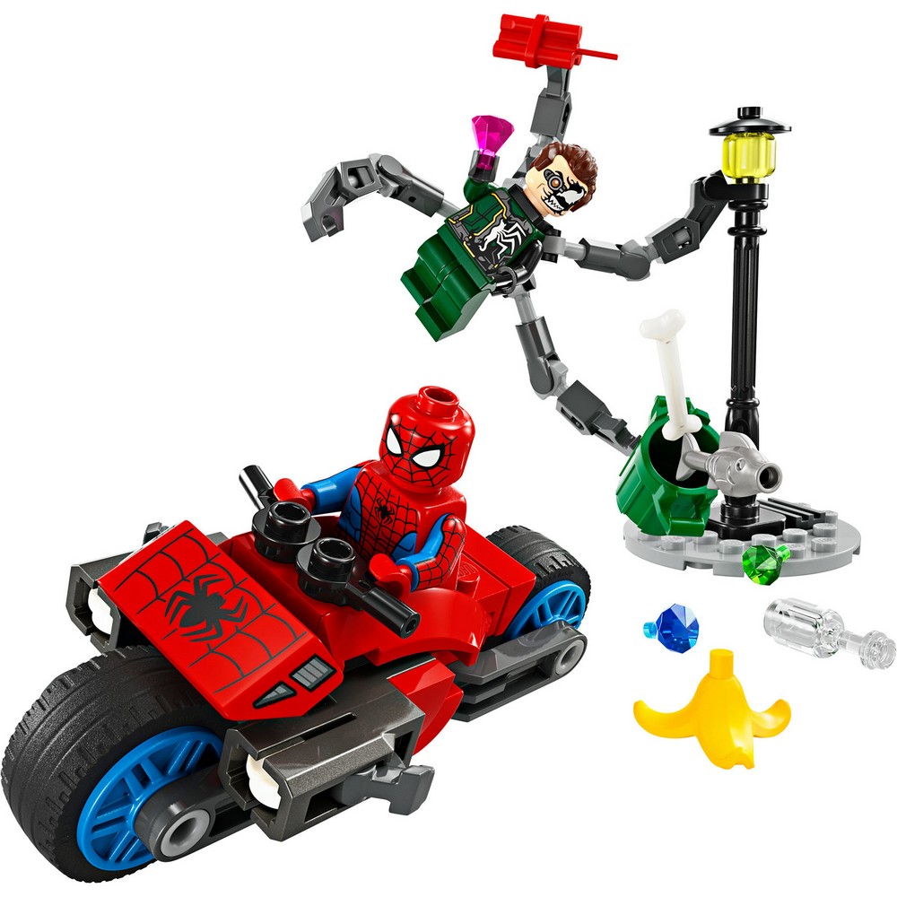 LEGO SUPER HEROES MARVEL MOTORCYCLE CHASE  SPIDERMAN VS DOC OCK 