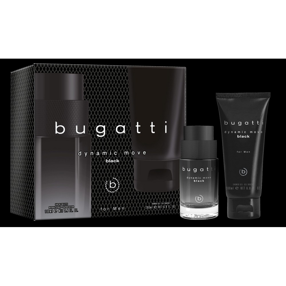 BUGATTI DYNAMIC MOVE BLACK MUŠKI SET TOALETNA VODA 100 ML I GEL ZA TUŠIRANJE 200 