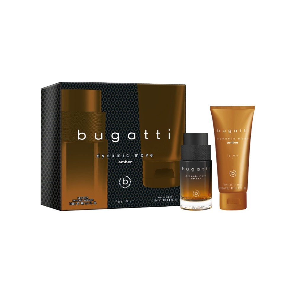 BUGATTI DYNAMIC MOVE AMBER MUŠKI SET TOALETNA VODA 100 ML I GEL ZA TUŠIRANJE 200 