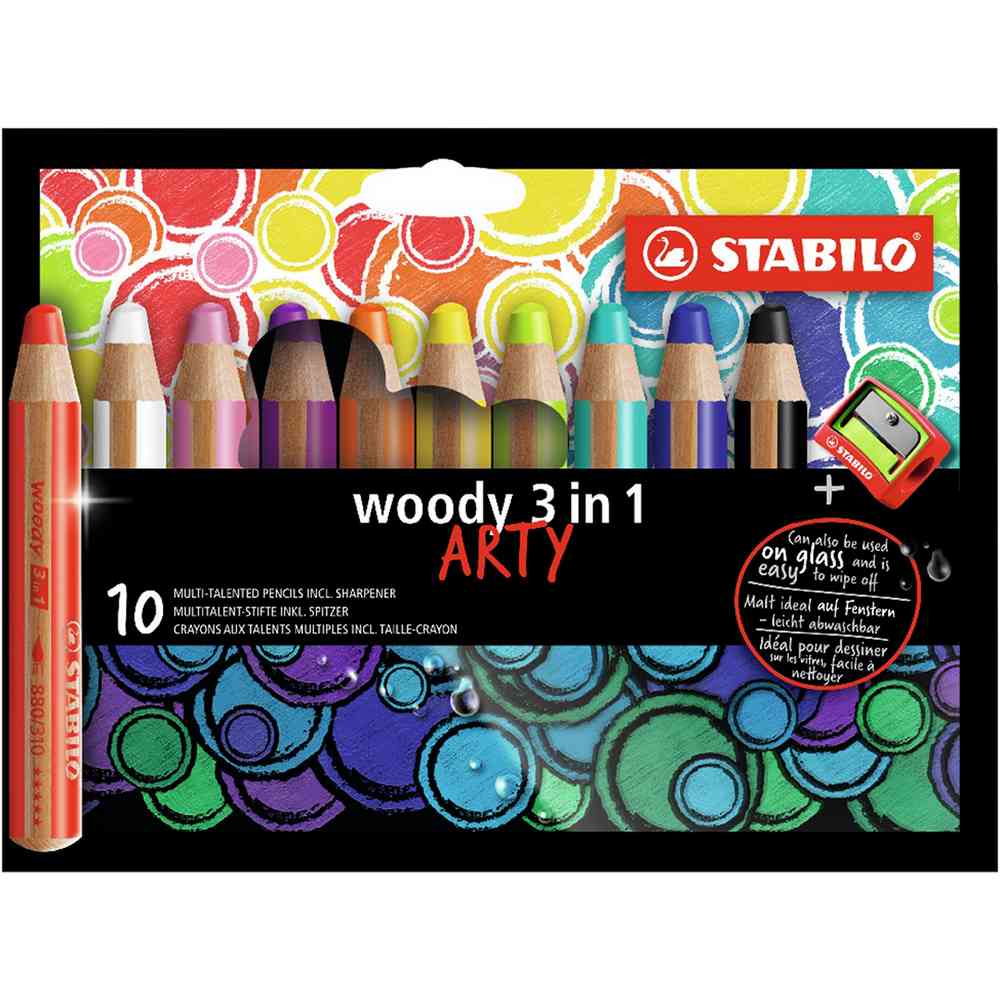 STABILO ARTY WOODY 3IN1, MULTI BOJICE 1/10 REZAC 