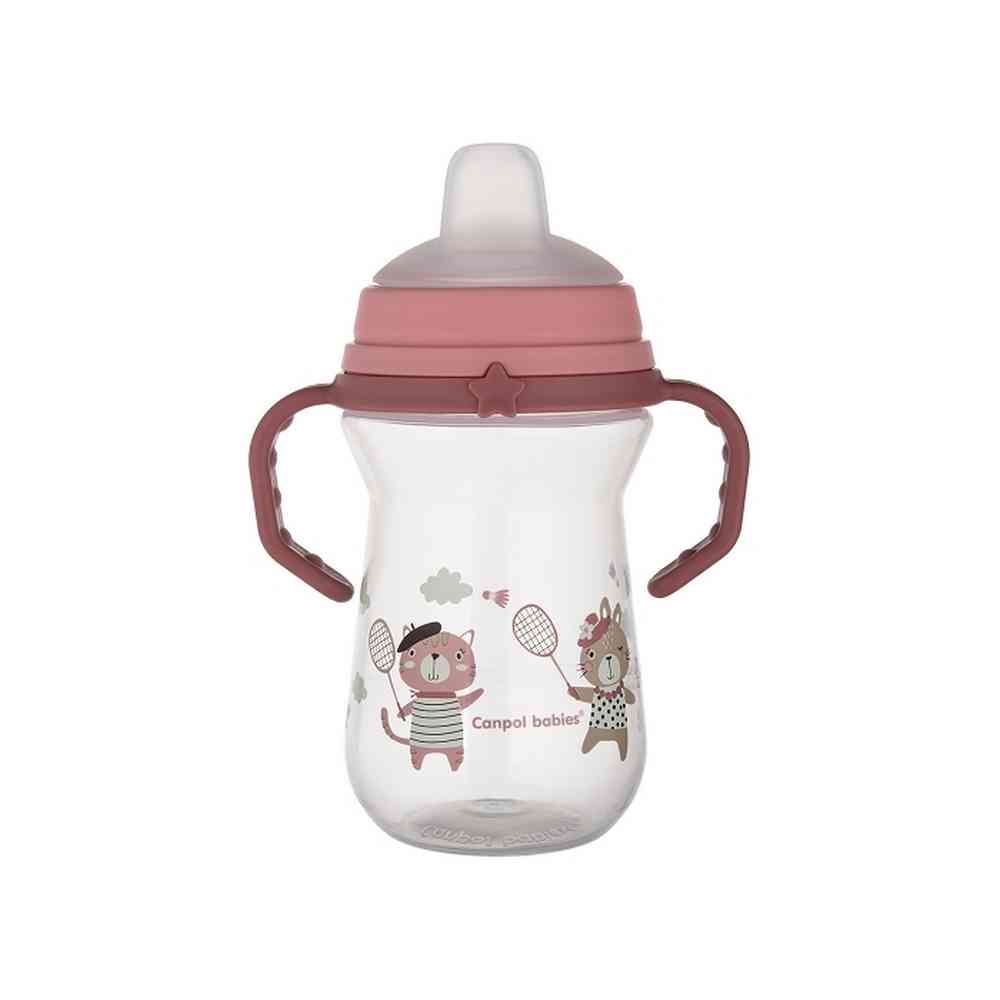 CANPOL BABIES SOLJA BONJOUR PARIS 250ML SA SILIKONSKIM KLJUNOM (56/613) - PINK 