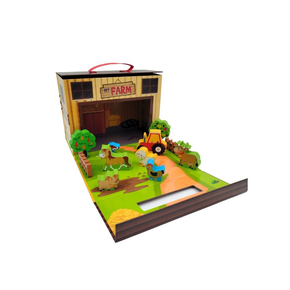 MILLA TOYS DRVENI FARMA SET SA ZIVOTINJAMA 
