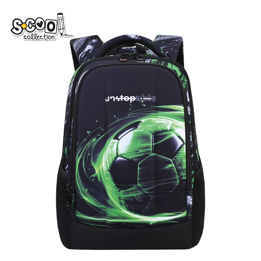 S-COOL RANAC OJACANA LEDJA SA CVRSTIM PREDNJIM DZEPOM GREEN FOOTBALL 40*29*14CM 