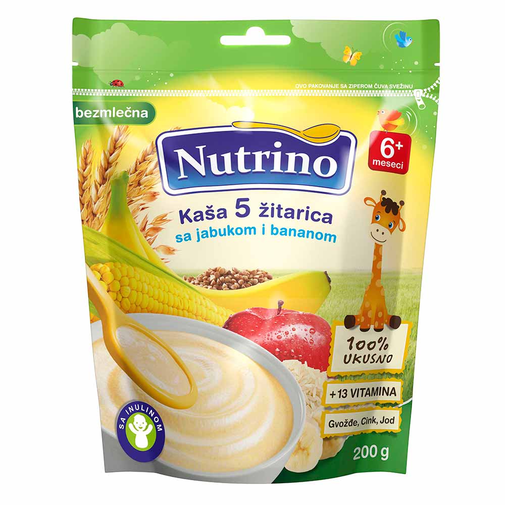 NUTRINO BEZMLECNA KASA 5 ZITARICA SA JABUKOM I BANANOM 200G 