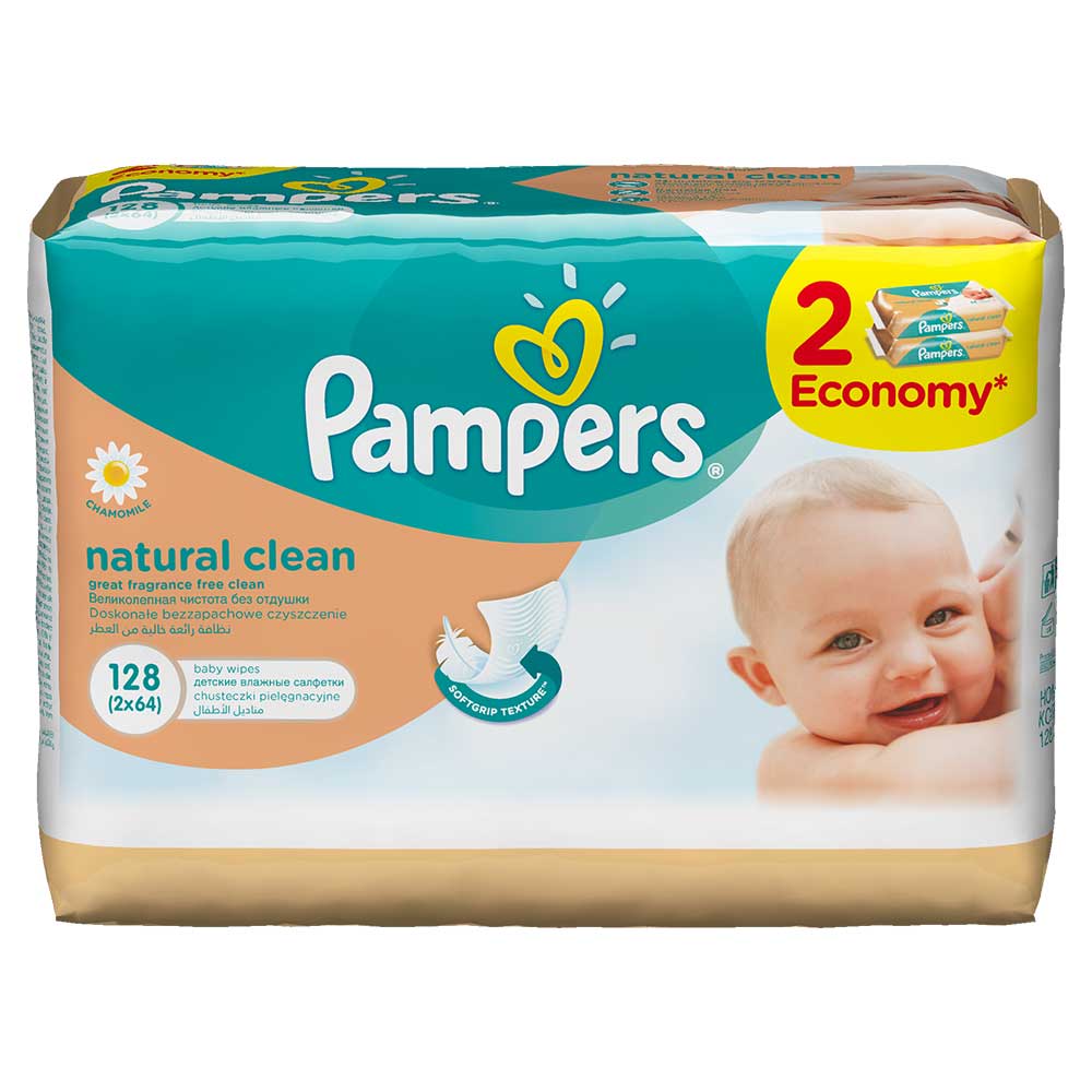 PAMPERS WIPES NATUR  CLEAN 2X64 
