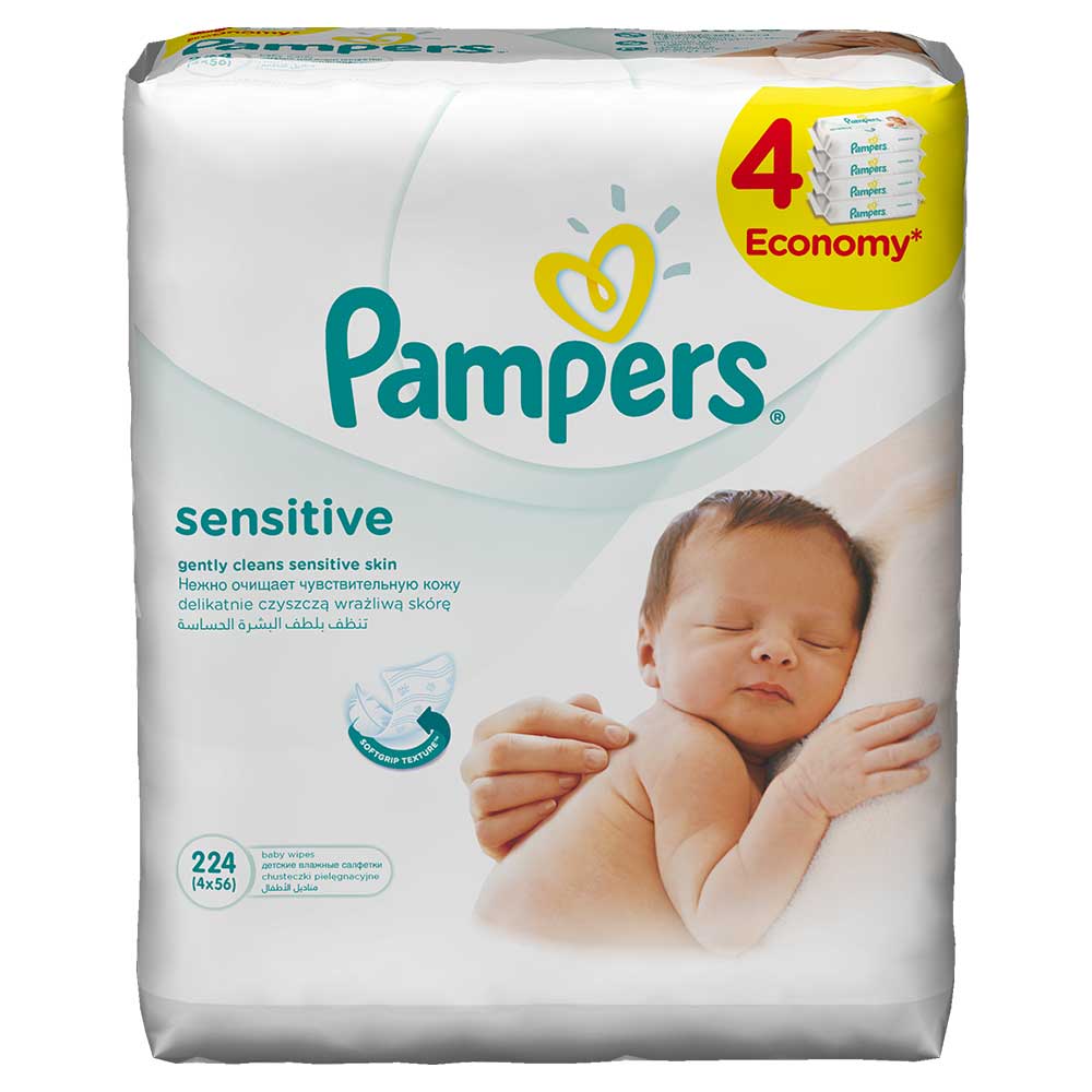 PAMPERS WIPES SENSITIVE 4X56 