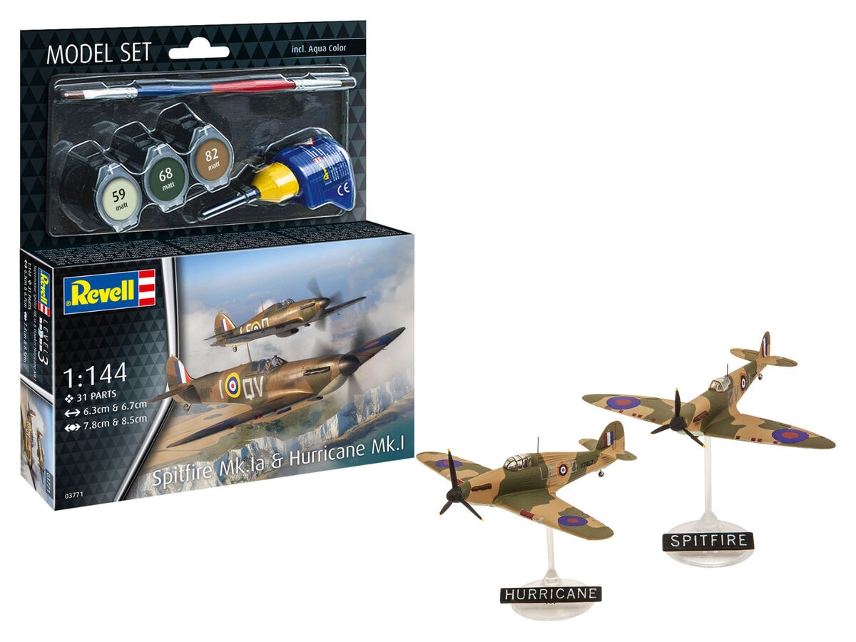 REVELL MAKETA MODEL SET SPITFIRE MKIA AND HURRICANE MKI 