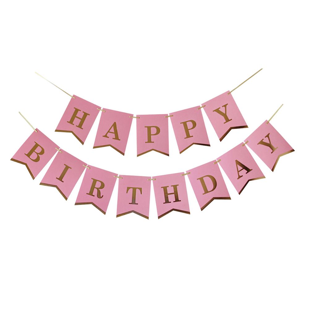 PARTY TIME  HAPPY BIRTHDAY BANNER 1/1 PINK UNL-1396 