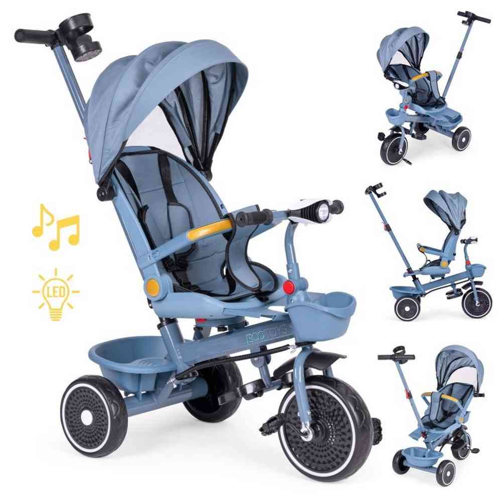 2U1 TRICIKL SA ROTIRAJUĆIM SEDIŠTEM I SKLOPIVOM TENDOM BLUE ECOTOYS 