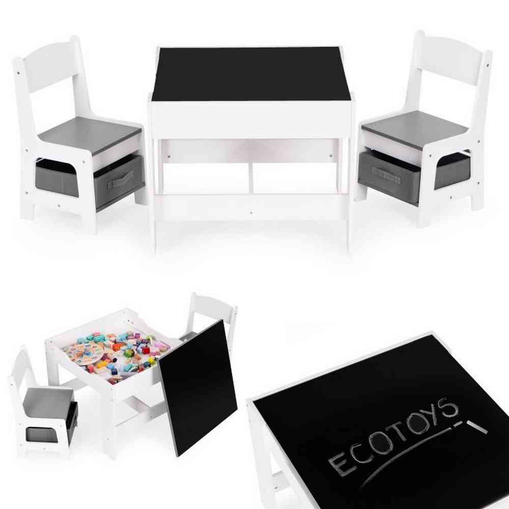 DEČIJI SET STO I 2 STOLICE SA TABLOM ZA PISANJE WHITE ECOTOYS 