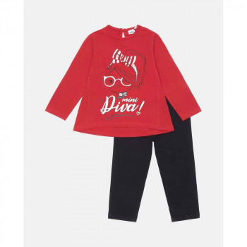 BLUKIDS TRENERKA KOMPLET  JOGGING SET TANGORED+BLACKBEAUTY 